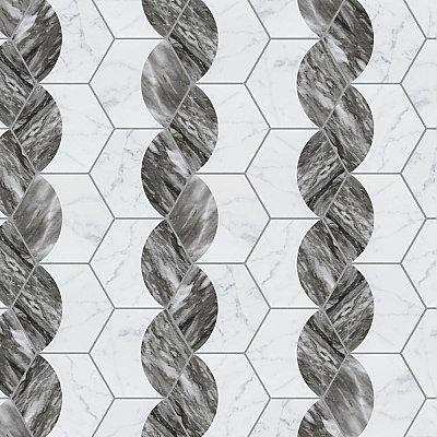 Classico Bardiglio Hex Moon Dark 7" x 8" Porcelain Floor & Wall Tile - Per Case of 25 - 7.50 Sq. Ft.