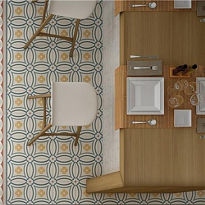Caprice Saint Tropez 7-7/8" x 7-7/8" Porcelain Tile - Blue/Wine- Per Case of 25 - 11.46 Square Feet