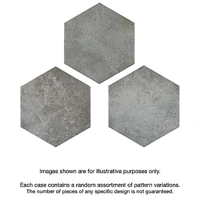 Heritage Hex Shadow 7" x 8" Porcelain Floor & Wall Tile - 25 Tiles Per Case - 7.5 Sq. Ft.
