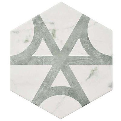 Classico Carrara Hexagon Marble Look Flow 7" x 8" Porcelain Tile - Sold Per Case of 25 Tile - 7.67 Square Feet Per Case