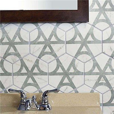 Classico Carrara Hexagon Marble Look Flow 7" x 8" Porcelain Tile - Sold Per Case of 25 Tile - 7.67 Square Feet Per Case
