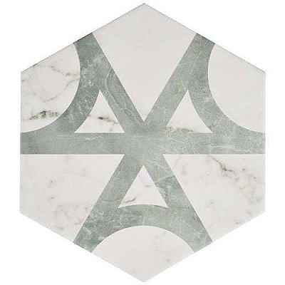 Classico Carrara Hexagon Marble Look Flow 7" x 8" Porcelain Tile - Sold Per Case of 25 Tile - 7.67 Square Feet Per Case