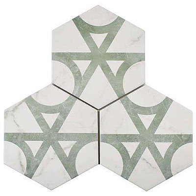 Classico Carrara Hexagon Marble Look Flow 7" x 8" Porcelain Tile - Sold Per Case of 25 Tile - 7.67 Square Feet Per Case