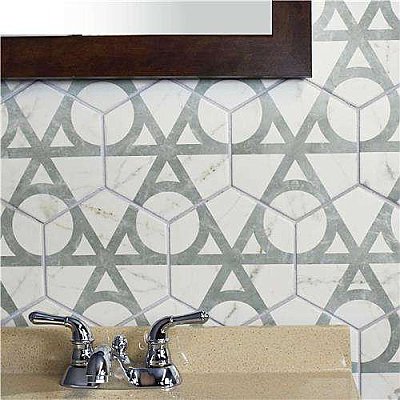 Classico Carrara Hexagon Marble Look Flow 7" x 8" Porcelain Tile - Sold Per Case of 25 Tile - 7.67 Square Feet Per Case