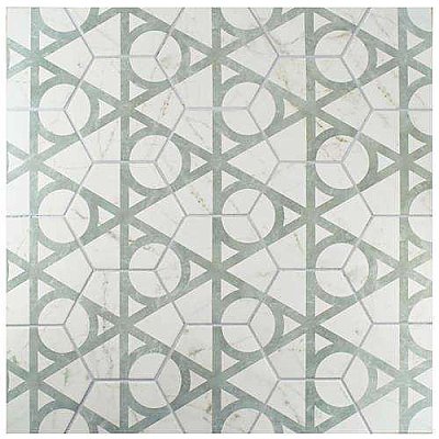 Classico Carrara Hexagon Marble Look Flow 7" x 8" Porcelain Tile - Sold Per Case of 25 Tile - 7.67 Square Feet Per Case