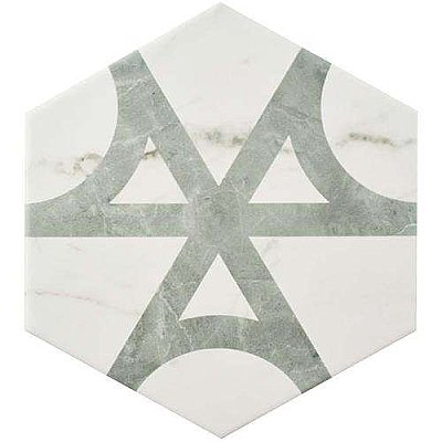 Classico Carrara Hexagon Marble Look Flow 7" x 8" Porcelain Tile - Sold Per Case of 25 Tile - 7.67 Square Feet Per Case