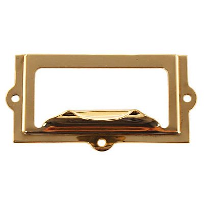 File Cabinet Card Holder with Pull - Polished Brass