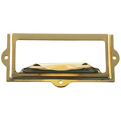 File Cabinet Card Holder with Pull - Polished Brass