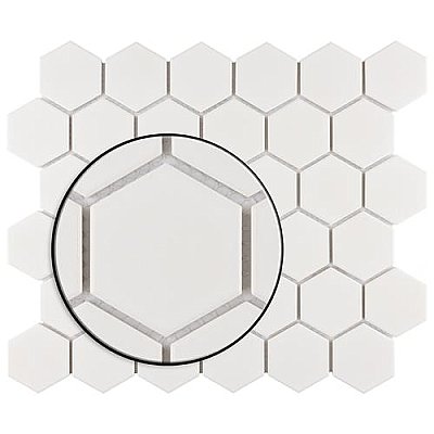 Gotham 2" Hex Unglazed Porcelain Tile - Off White - Per Case of 10 Sheets - 9.96 Square Feet