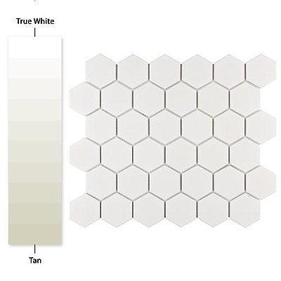 Gotham 2" Hex Unglazed Porcelain Tile - Off White - Per Case of 10 Sheets - 9.96 Square Feet