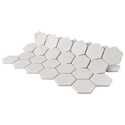 Gotham 2" Hex Unglazed Porcelain Tile - Off White - Per Case of 10 Sheets - 9.96 Square Feet