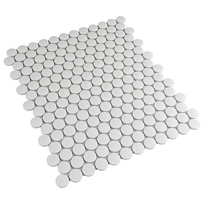 Gotham Penny Round Unglazed Porcelain Tile - Off-White - Per Case of 10 Sheets - 7.97 Square Feet