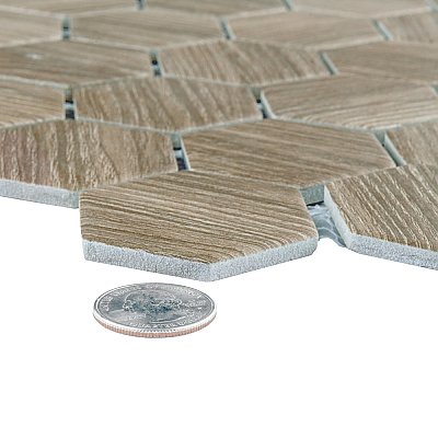 Llama 2" Hex Matte Noce 11-1/8 in. x 12-5/8 in. Porcelain Mosaic Tile - 10 Tiles Per Case - 10.0 Square Feet