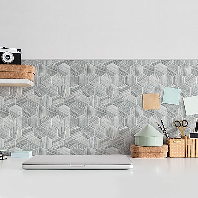 Llama 2" Hex Matte Silver Smoke 11-1/8 in. x 12-5/8 in. Porcelain Mosaic Tile - 10 Tiles Per Case - 10.0 Square Feet