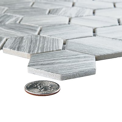 Llama 2" Hex Matte Silver Smoke 11-1/8 in. x 12-5/8 in. Porcelain Mosaic Tile - 10 Tiles Per Case - 10.0 Square Feet