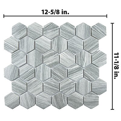 Llama 2" Hex Matte Silver Smoke 11-1/8 in. x 12-5/8 in. Porcelain Mosaic Tile - 10 Tiles Per Case - 10.0 Square Feet