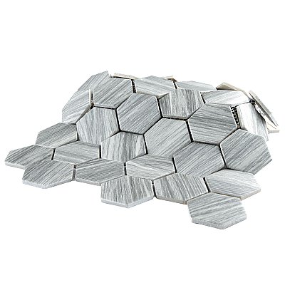 Llama 2" Hex Matte Silver Smoke 11-1/8 in. x 12-5/8 in. Porcelain Mosaic Tile - 10 Tiles Per Case - 10.0 Square Feet