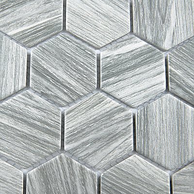 Llama 2" Hex Matte Silver Smoke 11-1/8 in. x 12-5/8 in. Porcelain Mosaic Tile - 10 Tiles Per Case - 10.0 Square Feet