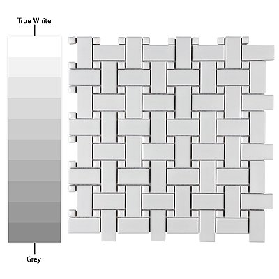 Metro Basketweave Matte White with Gloss White Dot 11.75" x 11.75" Porcelain Mosaic Tile - Sold Per Case of 10 - 9.79 Square Feet