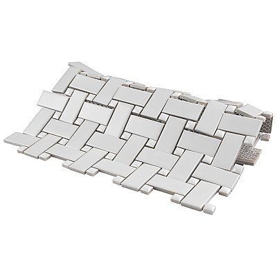 Metro Basketweave Matte White with Gloss White Dot 11.75" x 11.75" Porcelain Mosaic Tile - Sold Per Case of 10 - 9.79 Square Feet