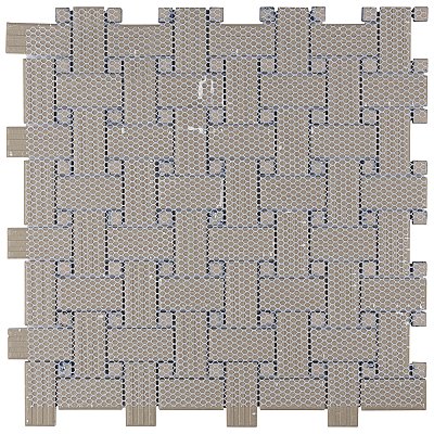 Metro Basketweave Matte White with Gloss White Dot 11.75" x 11.75" Porcelain Mosaic Tile - Sold Per Case of 10 - 9.79 Square Feet