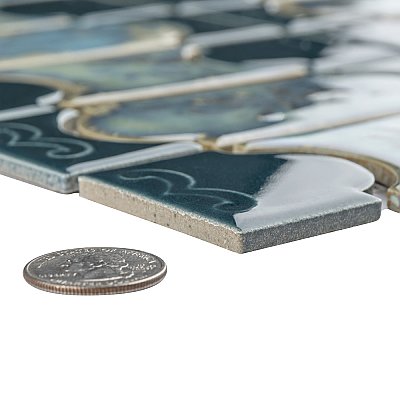 Montego Emerald 12" x 12-1/2" Porcelain Mosaic Tile -10 Tiles Per Case -10.6 Sq. Ft.