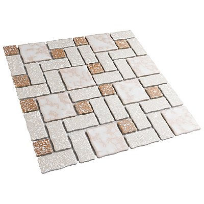 Academy Beige 11-7/8" x 11-7/8" Porcelain Mosaic Tile -10 Sheets Per Case -10 Sq. Ft.