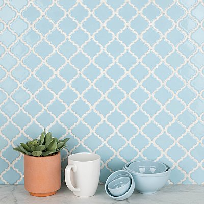Hudson Tangier Cashmere Blue 12-3/8" x 12-3/8" Porcelain Mosaic Tile -10 Sheets Per Case -11 Sq. Ft.