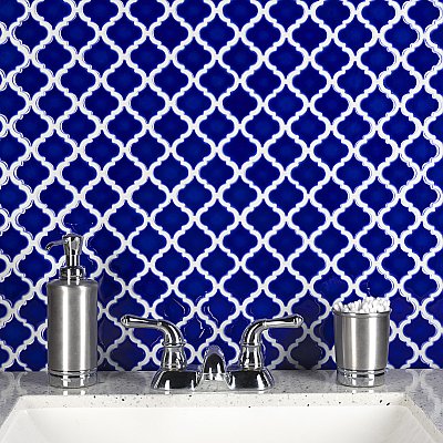 Hudson Tangier Cobalt Blue 12-3/8" x 12-3/8" Porcelain Mosaic Tile -10 Sheets Per Case -11 Sq. Ft.