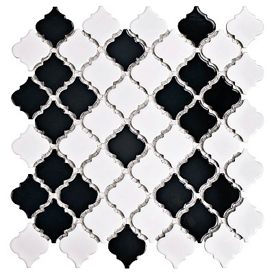 Hudson Tangier Blk/Wht MiMosaic Tile 12-3/8" x 12-3/8" Porcelain Mosaic Tile -10 Sheets Per Case -11 Sq. Ft.