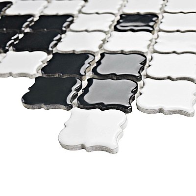 Hudson Tangier Blk/Wht MiMosaic Tile 12-3/8" x 12-3/8" Porcelain Mosaic Tile -10 Sheets Per Case -11 Sq. Ft.