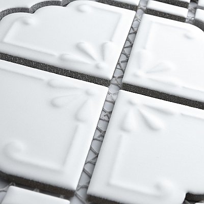 Moonbeam Matte White 11-7/8" x 11-7/8" Porcelain Mosaic Tile -10 Tiles Per Case -10.1 Sq. Ft.