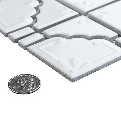 Moonbeam Glossy White 11-7/8" x 11-7/8" Porcelain Mosaic Tile -10 Tiles Per Case -10.1 Sq. Ft.