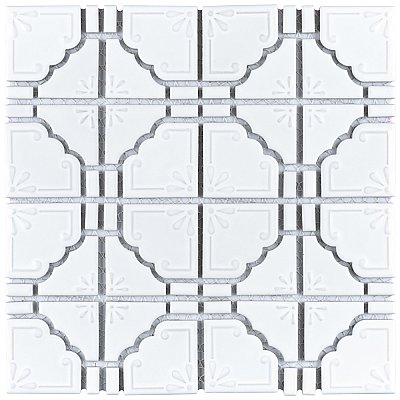 Moonbeam Glossy White 11-7/8" x 11-7/8" Porcelain Mosaic Tile -10 Tiles Per Case -10.1 Sq. Ft.