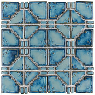 Moonbeam Diva Blue 11-7/8" x 11-7/8" Porcelain Mosaic Tile -10 Tiles Per Case -10.1 Sq. Ft.