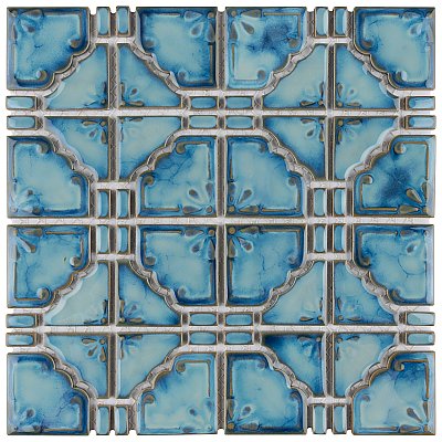 Moonbeam Diva Blue 11-7/8" x 11-7/8" Porcelain Mosaic Tile -10 Tiles Per Case -10.1 Sq. Ft.