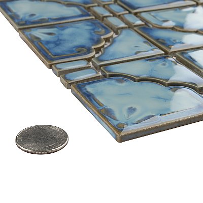 Moonbeam Diva Blue 11-7/8" x 11-7/8" Porcelain Mosaic Tile -10 Tiles Per Case -10.1 Sq. Ft.