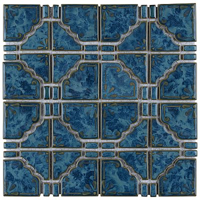 Moonbeam Pacific Blue 11-7/8" x 11-7/8" Porcelain Mosaic Tile -10 Tiles Per Case -10.1 Sq. Ft.