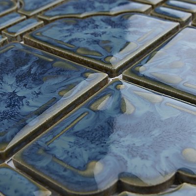 Moonbeam Pacific Blue 11-7/8" x 11-7/8" Porcelain Mosaic Tile -10 Tiles Per Case -10.1 Sq. Ft.