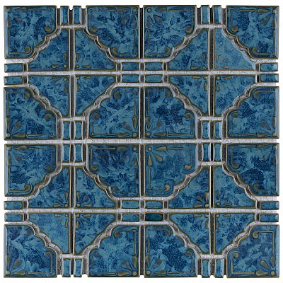 Moonbeam Pacific Blue 11-7/8" x 11-7/8" Porcelain Mosaic Tile -10 Tiles Per Case -10.1 Sq. Ft.