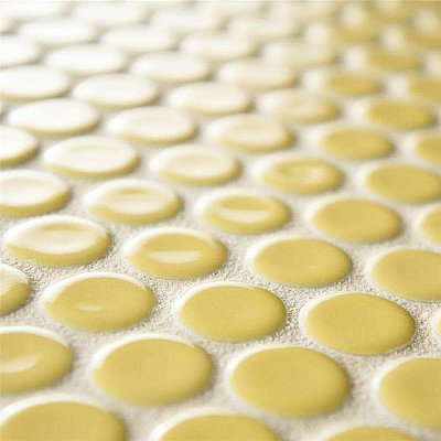 Hudson Penny Round Vintage Yellow 11-7/8" x 12-5/8" Porcelain Mosaic Tile -10 Sheets Per Case -10.5 Sq. Ft.