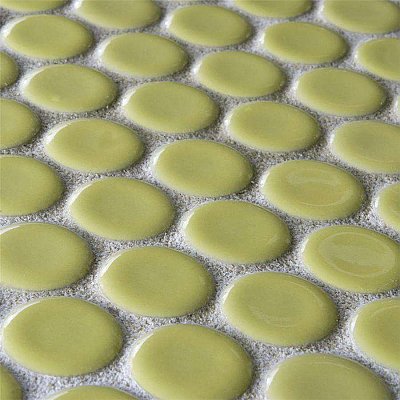Hudson Penny Round Vintage Yellow 11-7/8" x 12-5/8" Porcelain Mosaic Tile -10 Sheets Per Case -10.5 Sq. Ft.