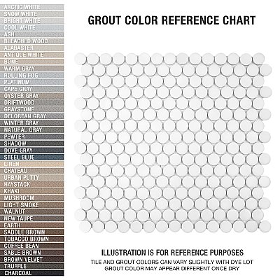 Hudson Penny Round Matte White 11-7/8" x 12-5/8" Porcelain Mosaic Tile -10 Sheets Per Case -10.5 Sq. Ft.