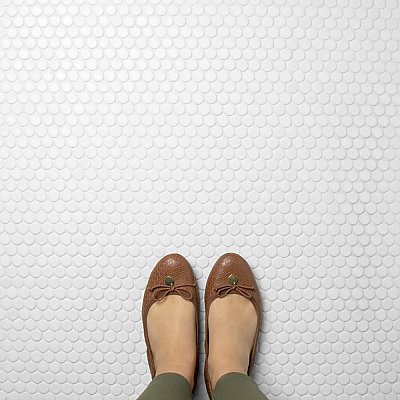 Hudson Penny Round Matte White 11-7/8" x 12-5/8" Porcelain Mosaic Tile -10 Sheets Per Case -10.5 Sq. Ft.