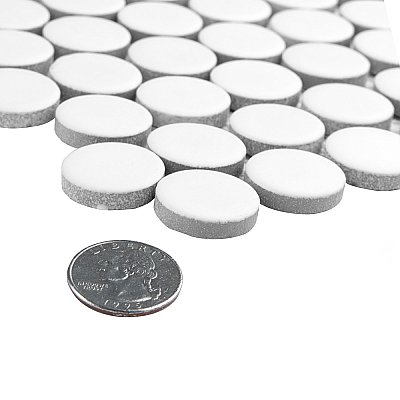Hudson Penny Round Matte White 11-7/8" x 12-5/8" Porcelain Mosaic Tile -10 Sheets Per Case -10.5 Sq. Ft.