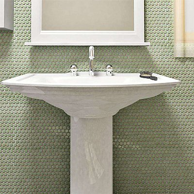 SOMERTILE Hudson Penny Mosaikfliese – Porzellan, Rund, Mintgrün, 30,5 Cm, Für Innen & Außen (10,74 M²)