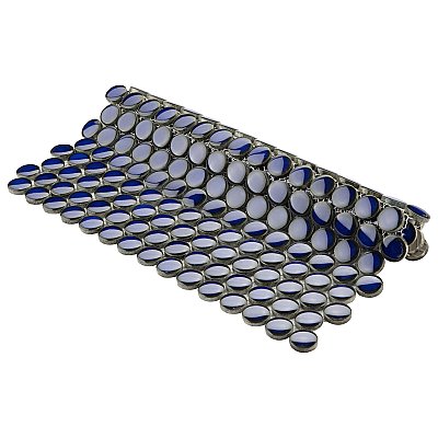 Hudson Penny Round Blue Eye 11-7/8" x 12-5/8" Porcelain Mosaic Tile -10 Sheets Per Case -10.5 Sq. Ft.