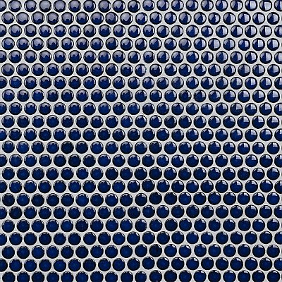 Hudson Penny Round Blue Eye 11-7/8" x 12-5/8" Porcelain Mosaic Tile -10 Sheets Per Case -10.5 Sq. Ft.