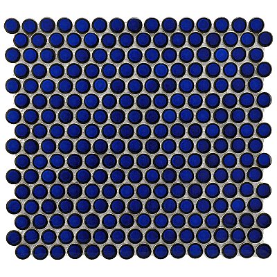 Hudson Penny Round Blue Eye 11-7/8" x 12-5/8" Porcelain Mosaic Tile -10 Sheets Per Case -10.5 Sq. Ft.