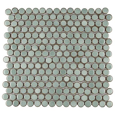 Hudson Penny Round Mint Green 11-7/8" x 12-5/8" Porcelain Mosaic Tile -10 Sheets Per Case -10.5 Sq. Ft.